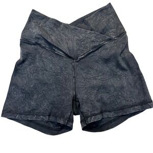 Aerie OFFLINE Real Me Crossover Shorts Womens Small Black Acid Wash Athleisure